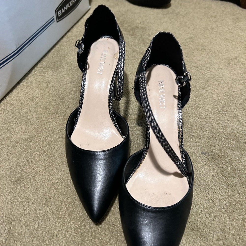 Nine West Black Heels with Asymmetrical Strap